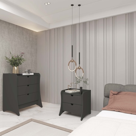 Manhattan Comfort Coney 2-Piece Dresser and Nightstand in Grey 185GMC9